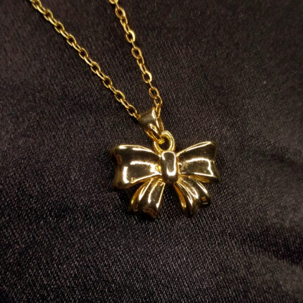 Golden Bow Pendant Necklace