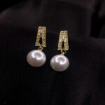 "A" Shape Pearl Drop Earrings