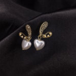 Bling Bunny-Eared Heart Earrings